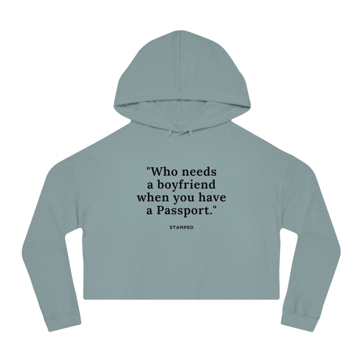 PASSPORT STAMPED CROPPED HOODIE