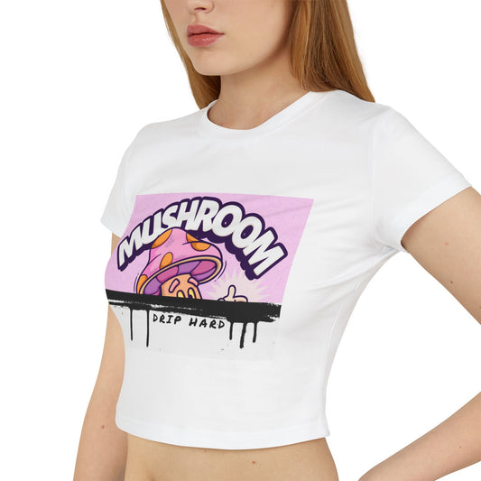 DRIP HARD MUSHROOM FITTED CROP TOP