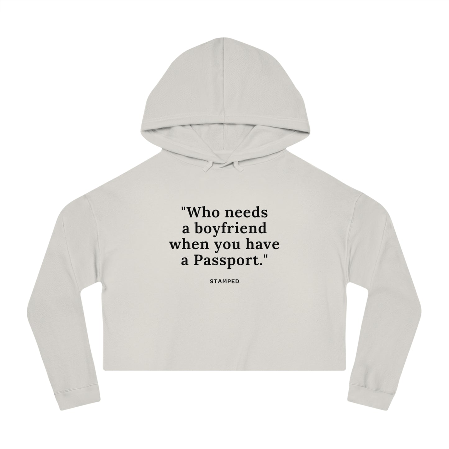 PASSPORT STAMPED CROPPED HOODIE