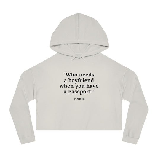 PASSPORT STAMPED CROPPED HOODIE