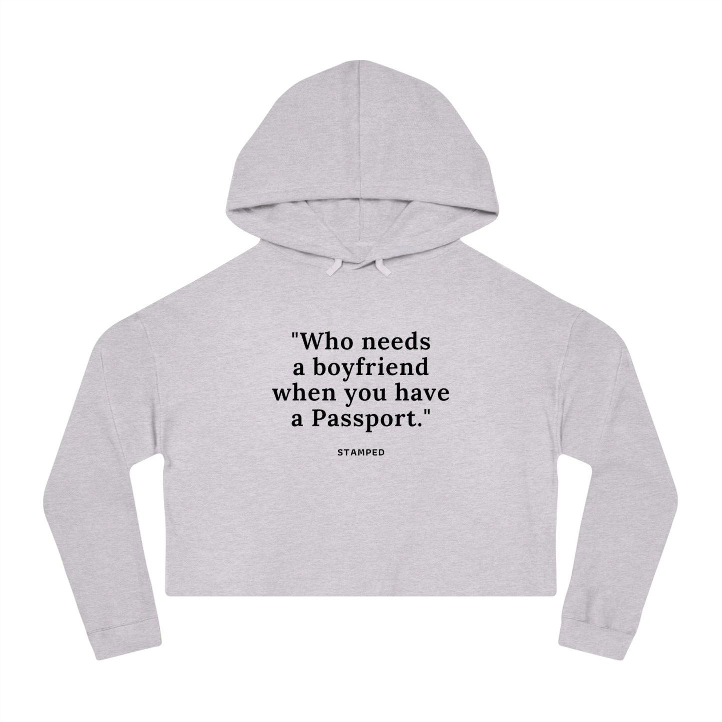 PASSPORT STAMPED CROPPED HOODIE