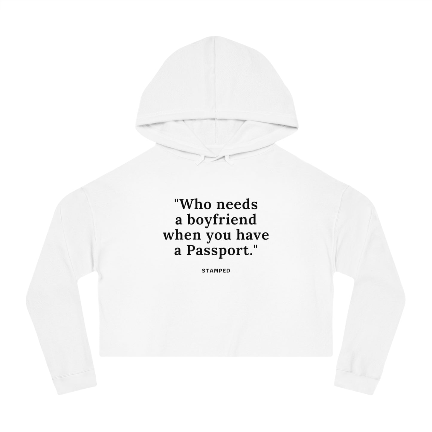 PASSPORT STAMPED CROPPED HOODIE